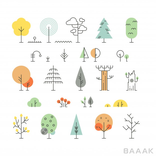 آیکون-مدرن-و-خلاقانه-Forest-trees-line-icons-with-simple-geometric-shapes_717041737