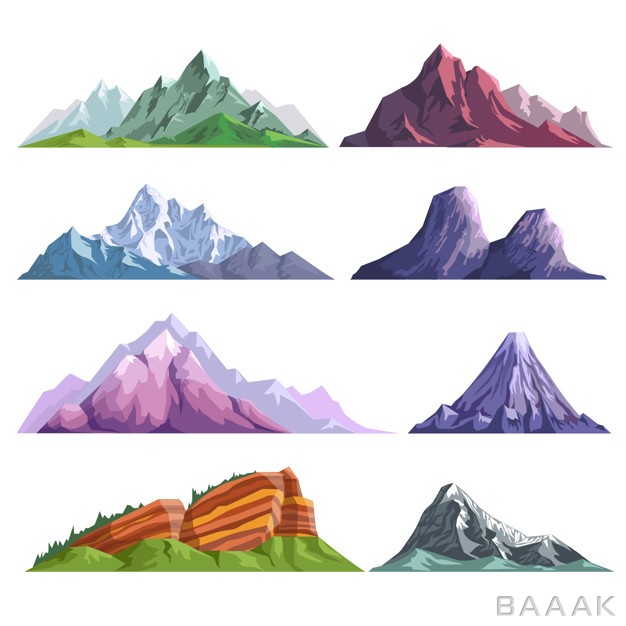 آیکون-فوق-العاده-Mountain-rocks-alpine-mount-hills-nature-flat-isolated-icons-set_187385309
