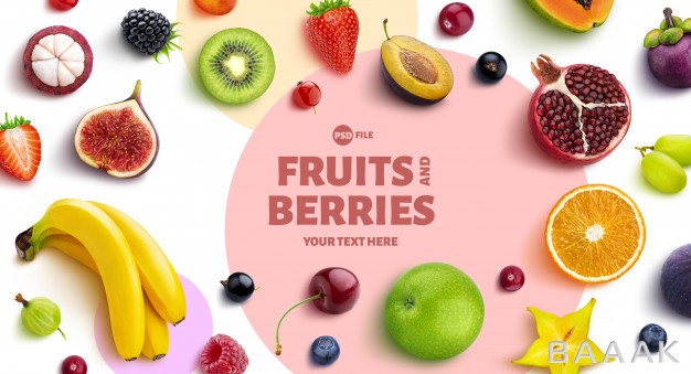قاب-خلاقانه-Frame-made-fruits-berries-top-view-flat-lay_433578553