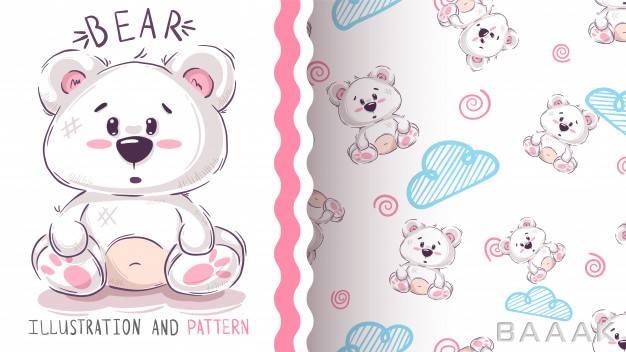 پترن-خاص-و-خلاقانه-Pretty-teddy-bear-seamless-pattern_118737720