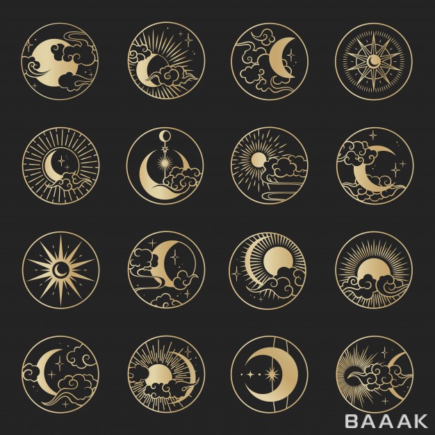 لوگو-جذاب-Asian-circle-set-with-clouds-moon-sun-stars-vector-collection-oriental-chinese-japanese-korean-style_449723240