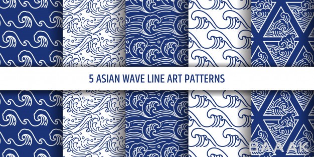 پترن-مدرن-و-جذاب-Asian-water-sea-wave-seamless-pattern-set_491516558