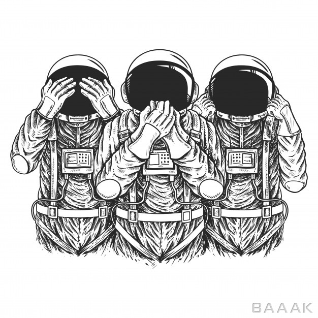 تصویر-وکتوری-از-فضانوردان-به-صورت-سیاه-و-سفید_523799696