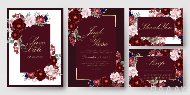 کارت-دعوت-مدرن-و-خلاقانه-Burgundy-red-floral-wedding-invitation-cards_681312339