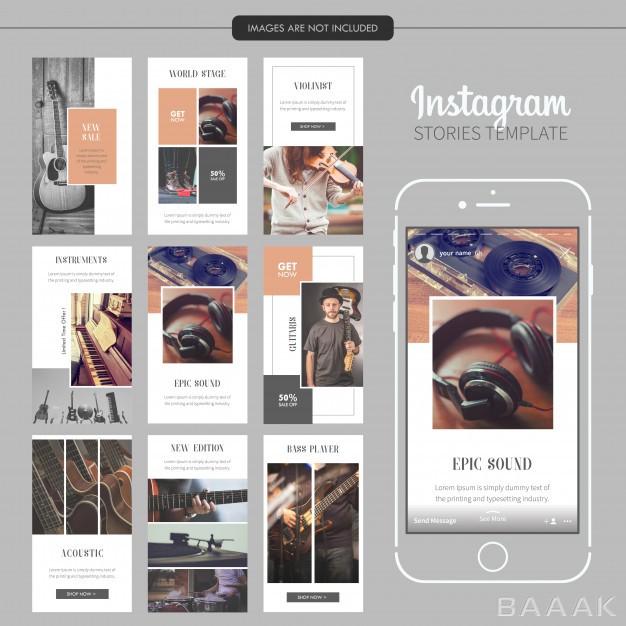 اینستاگرام-خلاقانه-Musical-instrument-instagram-stories-template_711101676