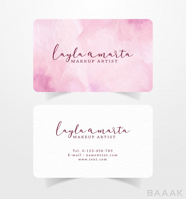 کارت-ویزیت-فوق-العاده-Business-card-with-pink-brushstrokes-watercolor-template_226016235