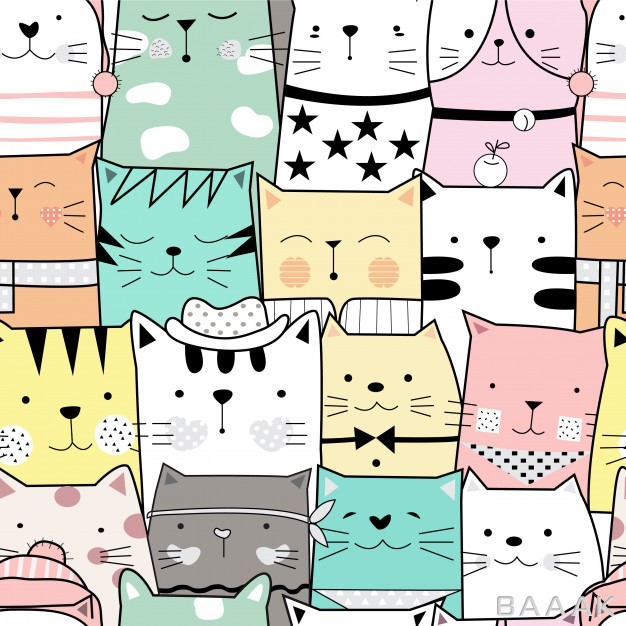 پترن-جذاب-Cute-baby-cat-seamless-pattern_432193425