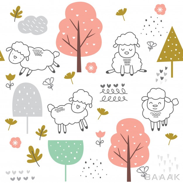 پترن-زیبا-Cute-baby-sheep-seamless-pattern_659990670
