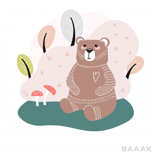پس-زمینه-زیبا-Cute-bear-background-trees-hand-drawn-illustration-scandinavian-style_593466808
