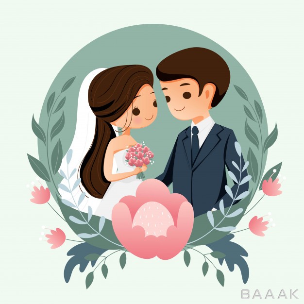 پس-زمینه-خاص-Cute-bride-groom-with-flower-background-wedding-invitation-card_164468259