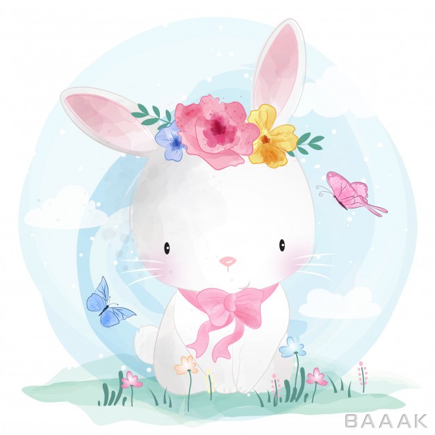 تصویر-زیبای-خرگوش-با-رنگ-آبرنگی_310162611