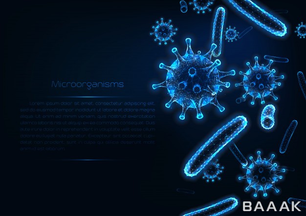 بنر-مدرن-Futuristic-immunology-web-banner-with-glowing-low-polygonal-virus-bacteria-cells_818584907