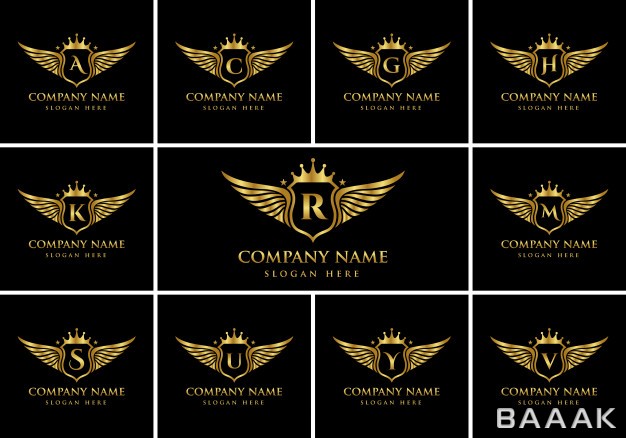 لوگو-زیبا-و-خاص-Luxury-wing-emblem-alphabets-logo-set-with-crest-gold-color-logo_265344717