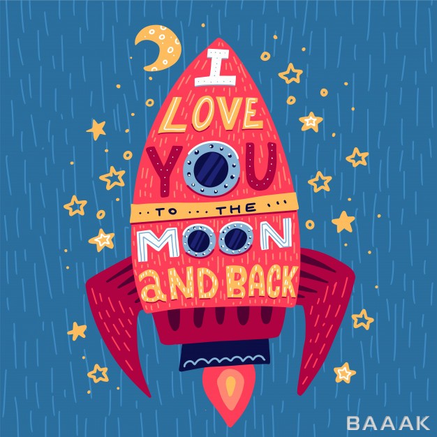 پوستر-زیبا-I-love-you-moon-back-hand-drawn-poster-with-rocket-romantic-phrase_524885201