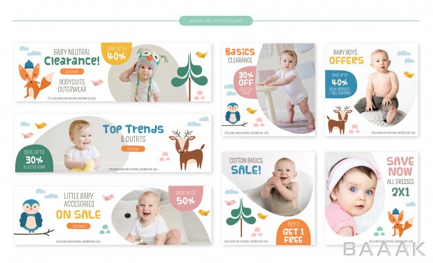 بنر-خاص-و-خلاقانه-Baby-store-sale-banners-set-cute-forest-animals_618296412