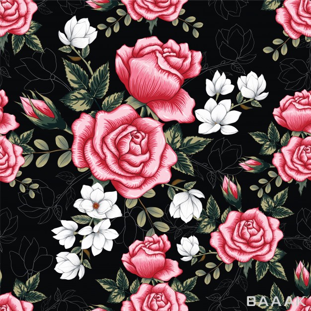 پس-زمینه-زیبا-Seamless-pattern-pink-rose-flowers-background_242395790
