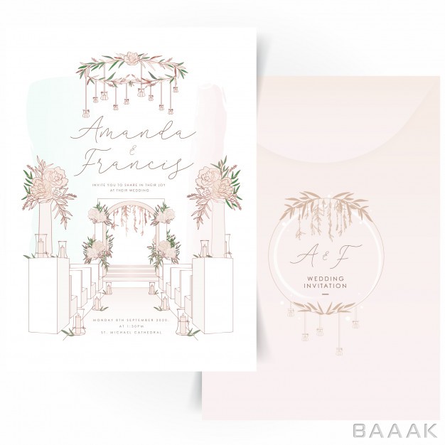لوگو-جذاب-Wedding-invitation-card-with-floral-wreath-logo-design_403087053