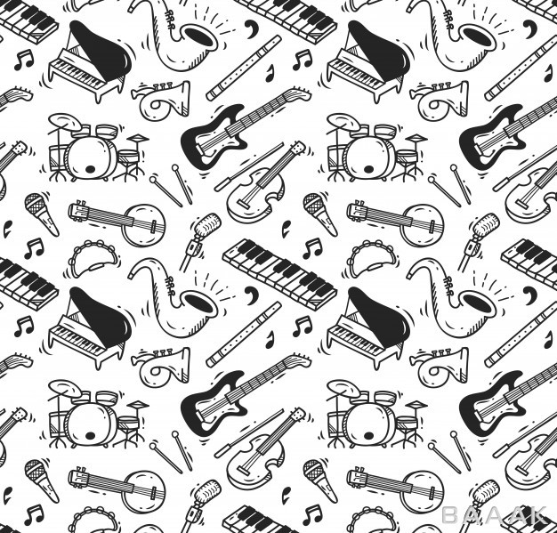 پترن-مدرن-و-جذاب-Music-instrument-doodle-seamless-pattern_633545675