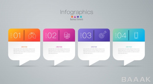 اینفوگرافیک-زیبا-4-steps-business-infographic-elements-presentation_501275591