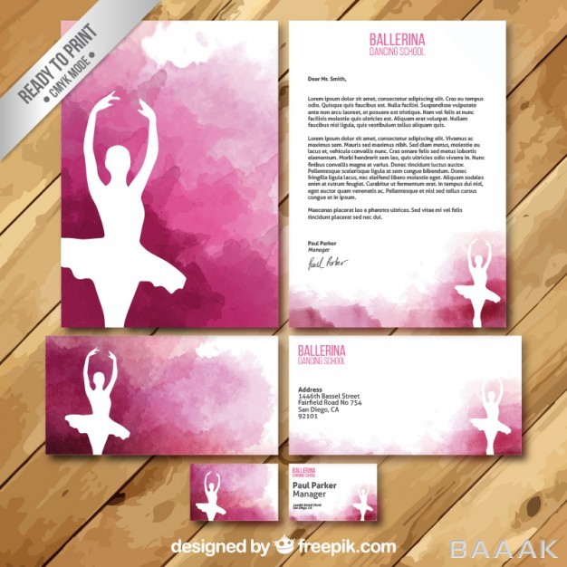 کارت-ویزیت-زیبا-Ballerina-watercolor-business-card-letter_826312