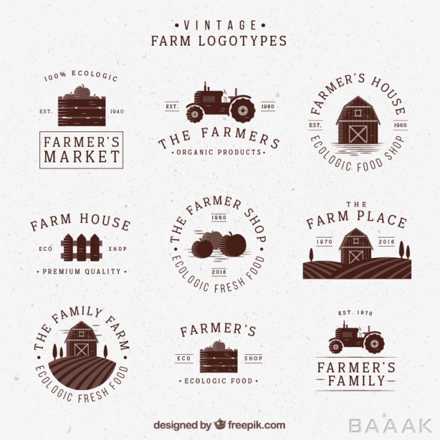 لوگو-خاص-Hand-drawn-retro-farm-logotypes_848336