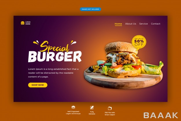صفحه-فرود-خلاقانه-Fast-food-menu-burger-landing-page_794225554