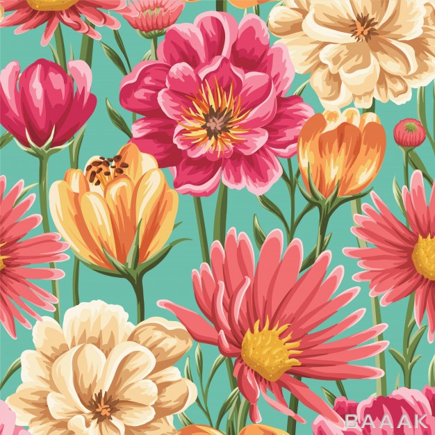 پس-زمینه-فوق-العاده-Watercolor-floral-leaves-seamless-pattern-background_846372068