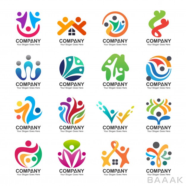 لوگو-جذاب-Abstract-people-family-logo-collection-people-icons-health-logo-template-care-symbol_951100361