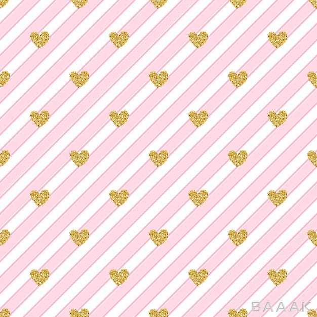 پس-زمینه-مدرن-و-خلاقانه-Seamless-gold-heart-glitter-pattern-pink-stripe-background_568605938