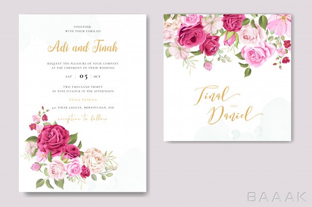قاب-مدرن-Beautiful-wedding-invitation-card-with-floral-frame-template_145990818