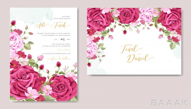 قاب-مدرن-Beautiful-wedding-invitation-card-with-floral-frame-template_225077761