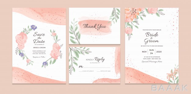 قاب-جذاب-و-مدرن-Wedding-invitation-card-template-with-watercolor-floral-frame-decorations_951350760