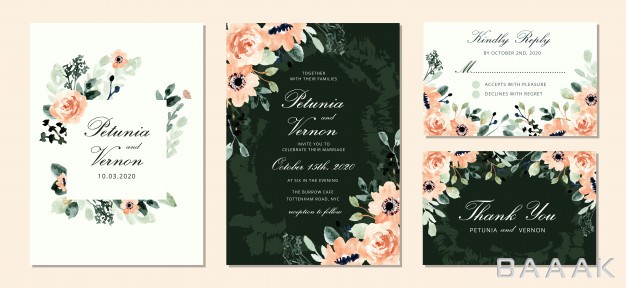 کارت-دعوت-جذاب-Wedding-invitation-set-with-beautiful-blush-green-floral-watercolor_718746156