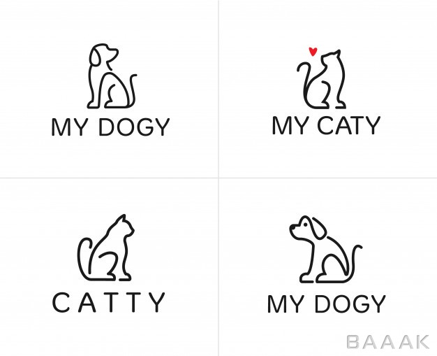 لوگو-پرکاربرد-Set-dog-cat-linear-logo-design-template_4402107