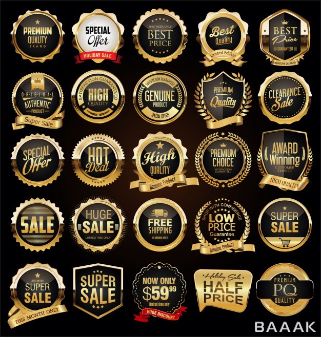برچسب-مدرن-Retro-vintage-black-gold-badges-labels-collection_572507460