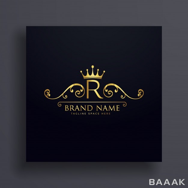لوگو-خلاقانه-Letter-r-logo-with-golden-crown-floral-decoration_129302683