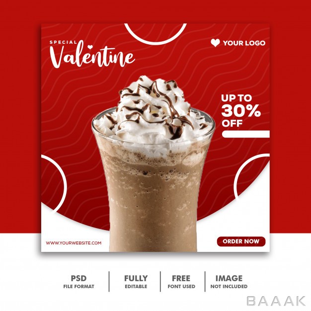 قالب-اینستاگرام-خاص-و-خلاقانه-Milkshake-chocolate-red-social-media-instagram-post-valentine_693218135