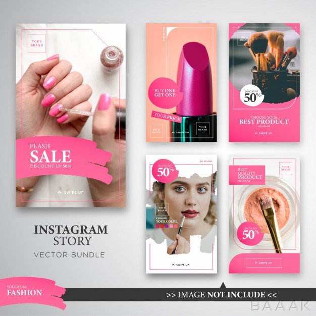 اینستاگرام-جذاب-Pink-fashion-make-up-instagram-stories-template-bundle_311670415