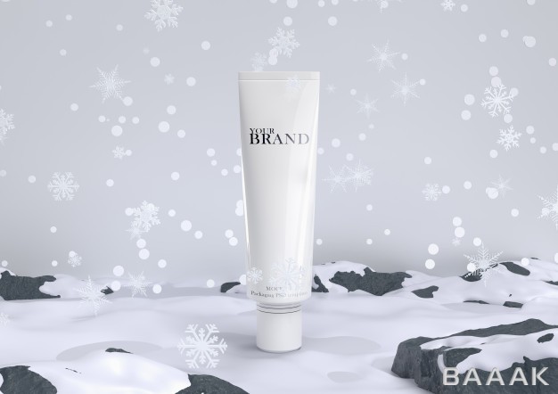 موکاپ-جذاب-و-مدرن-Skin-care-moisturizing-cosmetic-premium-products-snow-christmas-winter_778496753