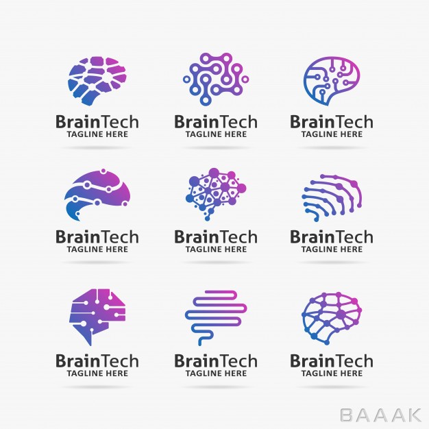 لوگو-زیبا-Collection-brain-tech-logo-design_4110434
