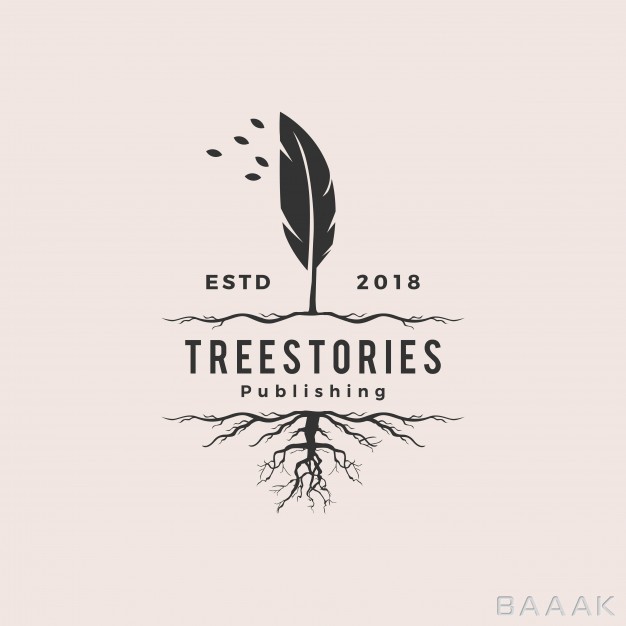 لوگو-خاص-و-خلاقانه-Tree-quill-feather-ink-root-logo-vintage-retro-hipster_588347192