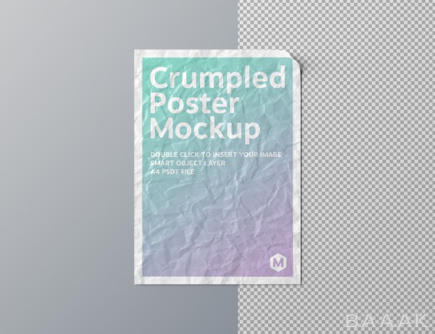 موکاپ-زیبا-Crumpled-poster-cut-out-grey-surface-mockup_872515313