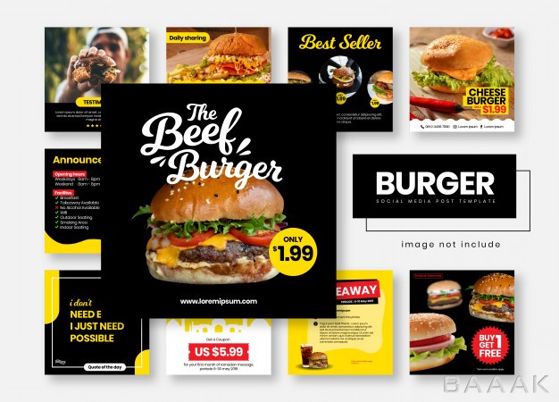 شبکه-اجتماعی-خلاقانه-Burger-restaurant-food-social-media-post-template-banners_726851729