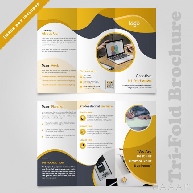 بروشور-جذاب-Abstract-wave-yellow-trifold-brochure-design_176402361
