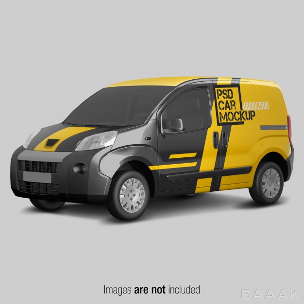 موکاپ-پرکاربرد-Yellow-black-delivery-van-mockup_738229920