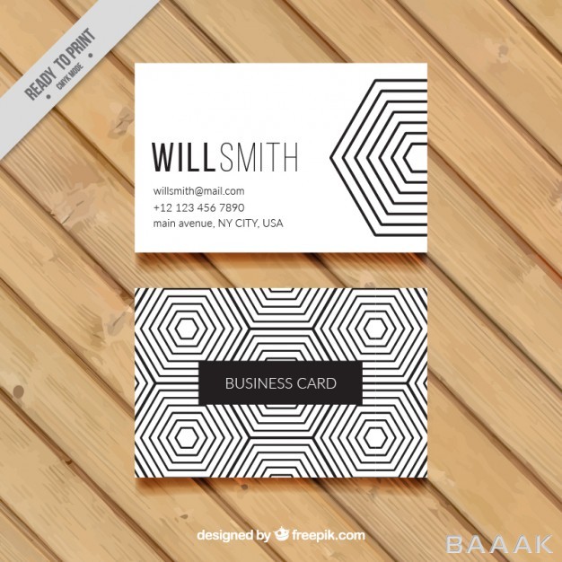 کارت-ویزیت-جذاب-Hexagonal-business-card-black-white_846203