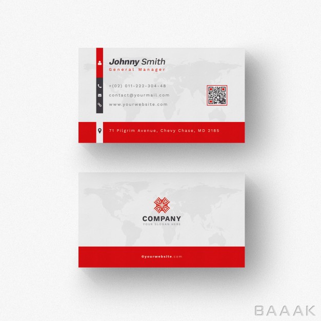کارت-ویزیت-زیبا-White-business-card-with-red-details_2899214