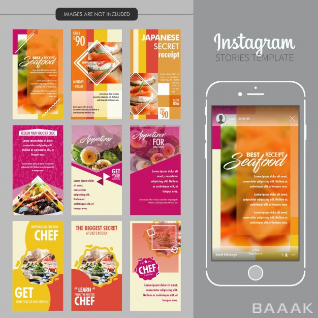 قالب-اینستاگرام-پرکاربرد-Food-restaurant-instagram-stories-template_251734417