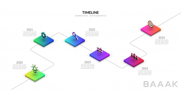 اینفوگرافیک-جذاب-Isometric-timeline-business-infographic-colorful-workflow-graphic-elements_4921153