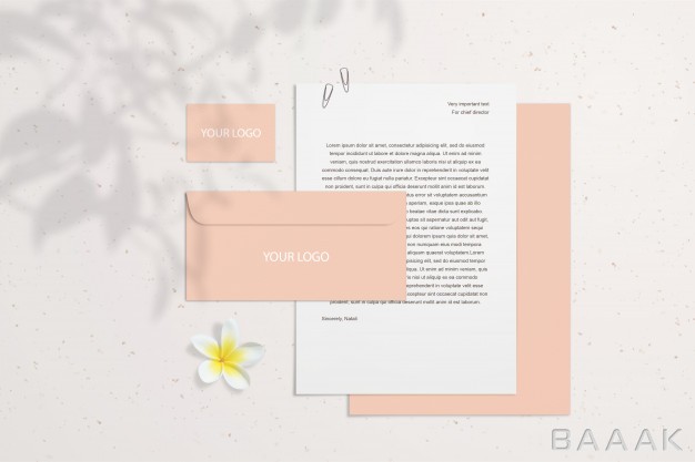 کارت-ویزیت-جذاب-و-مدرن-Summer-blank-branding-mockup-with-coral-business-cards-envelopes-light-wall-with-flower-shadows-psd-smart-layer-can-move-stationery_4658027